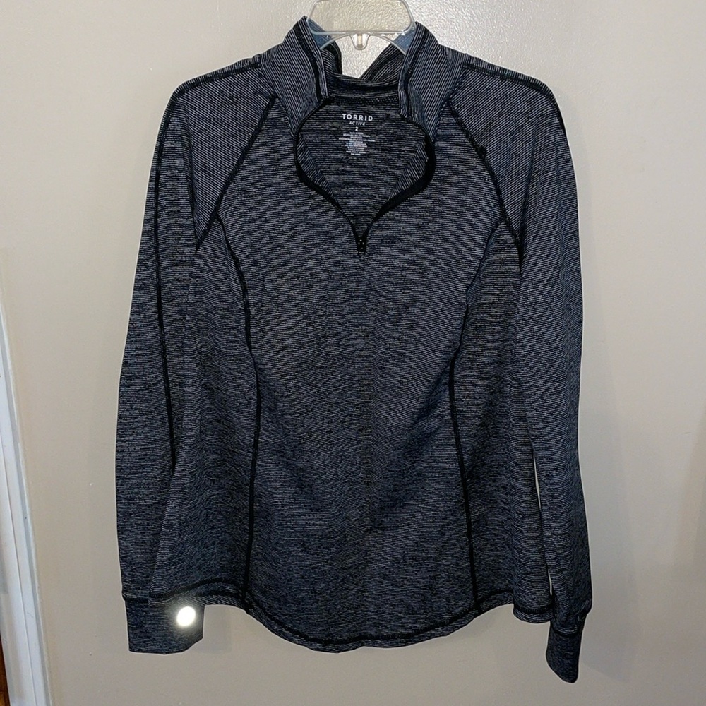 torrid Heathered Dark Gray Quarter-Zip Active Top